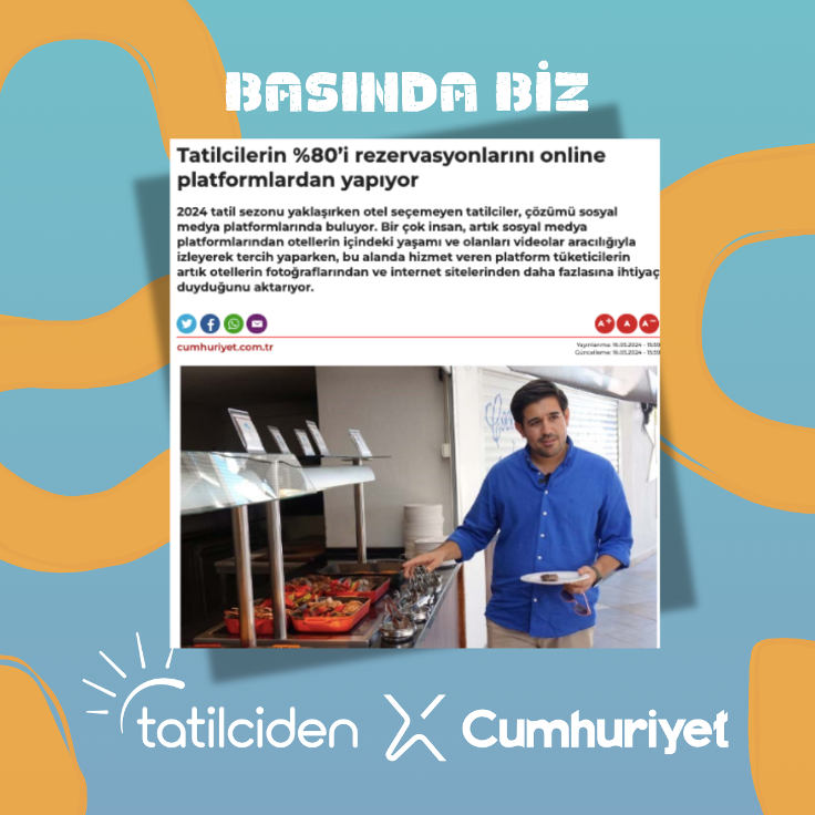 Cumhuriyet Gazetesi’nde Yayımlanan “Tatilcilerin %80'i Online Rezervasyonun Konforunu Tercih Ettiği” Konulu Haberimiz!